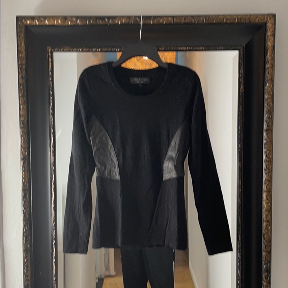 Rag & Bone Black Cashmere Sweater with leather